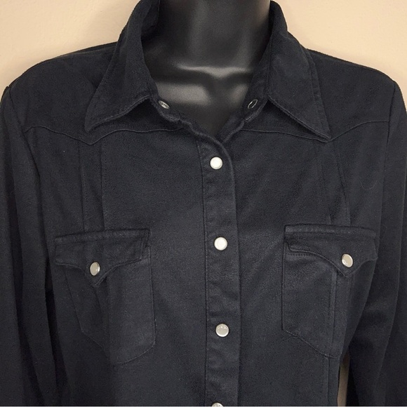MEDIUM VINTAGE MAURICES BLACK STRETCH WESTERN SHIRT 90s - Picture 2 of 13